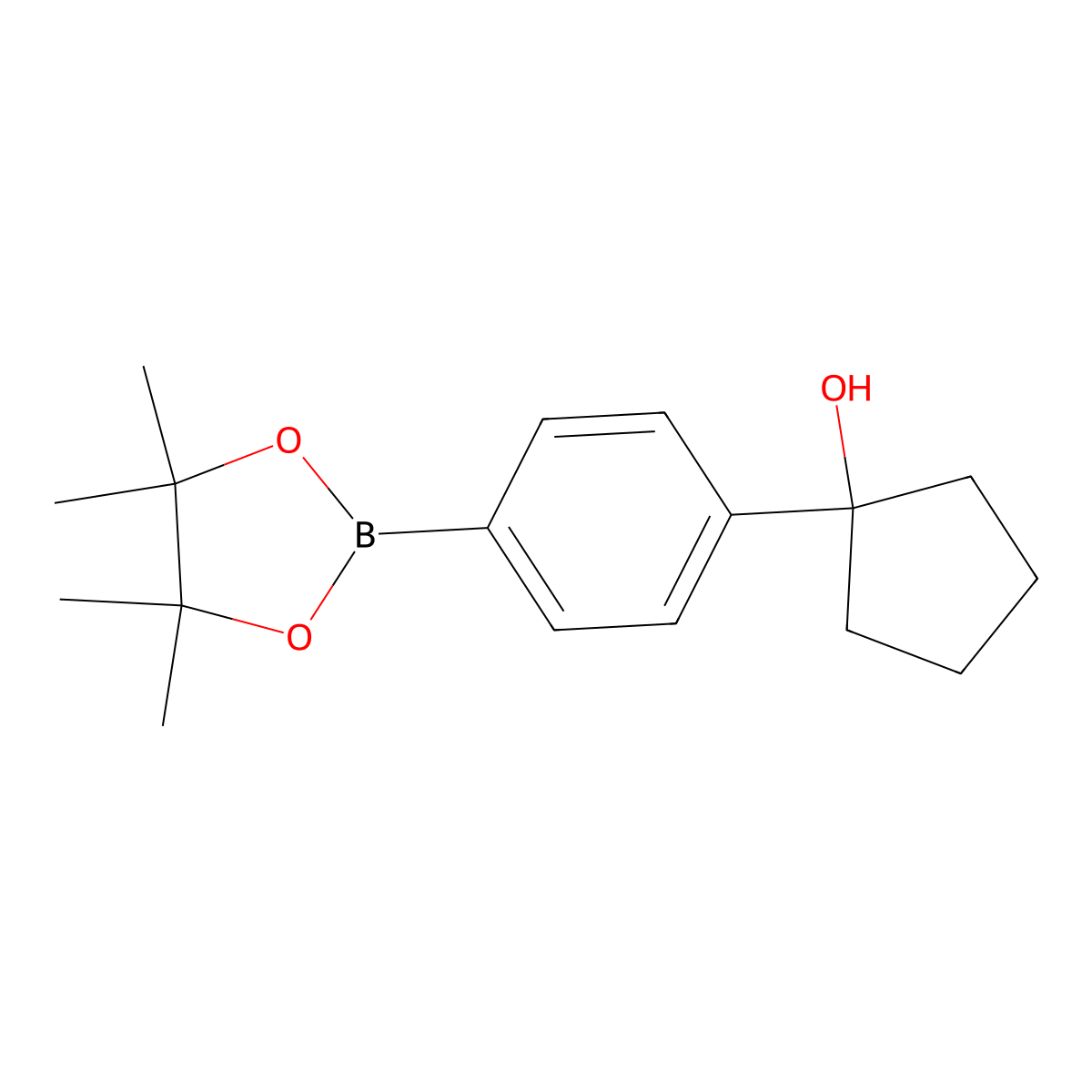 1-(4-(4,4,5,5-Tetramethyl-1,3,2-dioxaborolan-2-yl)phenyl)cyclopentanol molecular structure, CAS 2869178-66-3