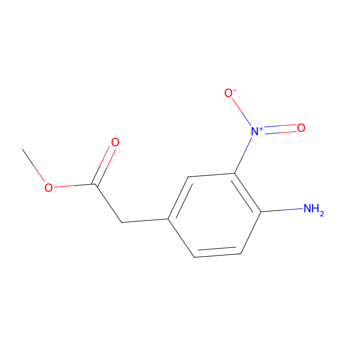 Methyl 2-(4-amino-3-nitrophenyl)acetate molecular structure, CAS 28694-94-2