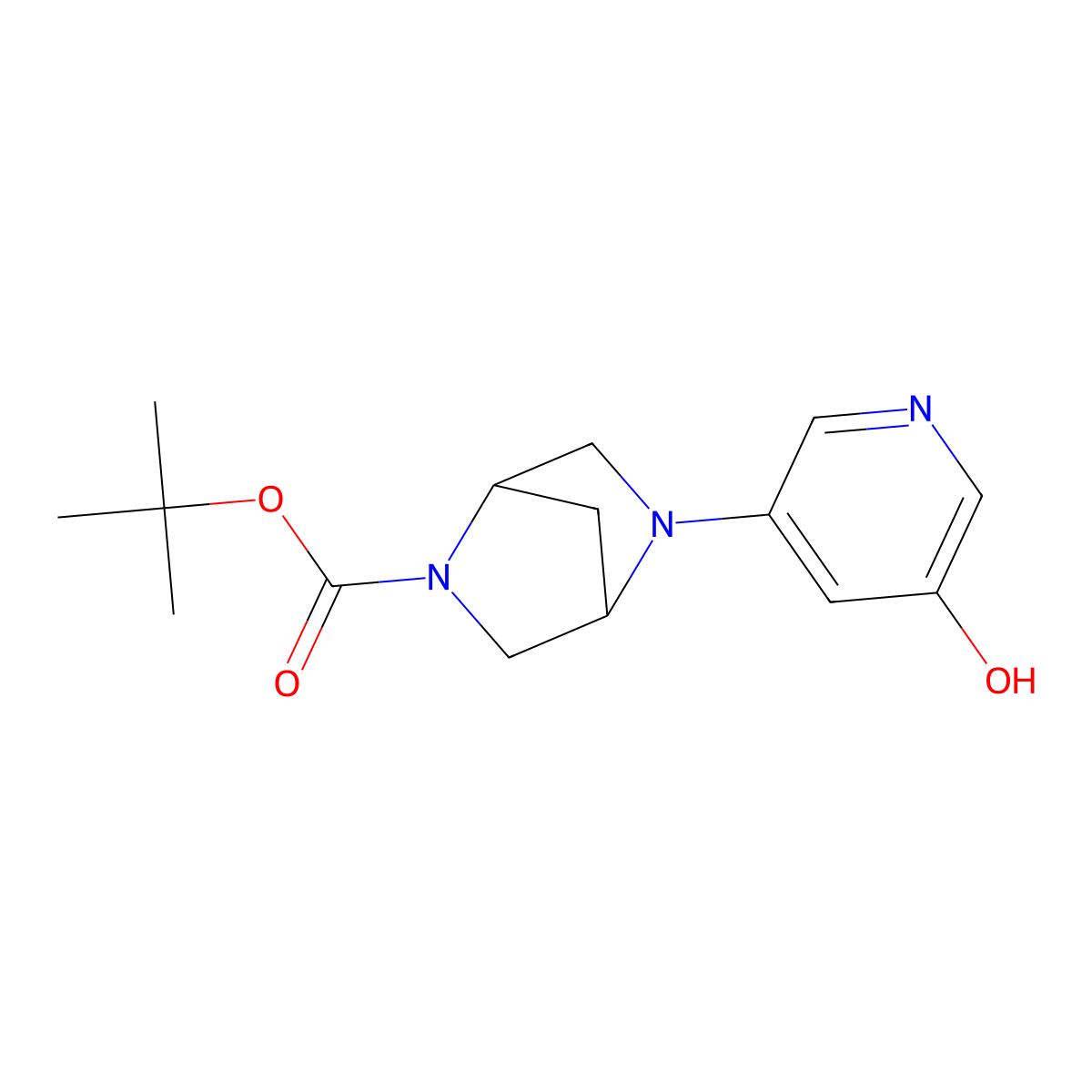 tert-butyl (1S,4S)-5-(5-hydroxypyridin-3-yl)-2,5-diazabicyclo[2.2.1]heptane-2-carboxylate molecular structure, CAS 286946-46-1