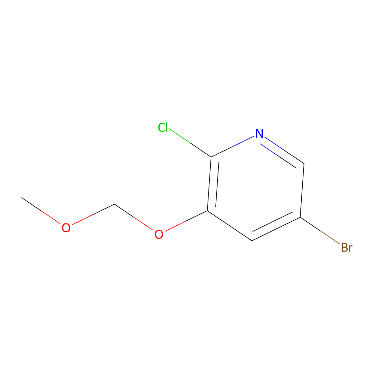 Pyridine, 5-bromo-2-chloro-3-(methoxymethoxy)- molecular structure, CAS 286946-78-9