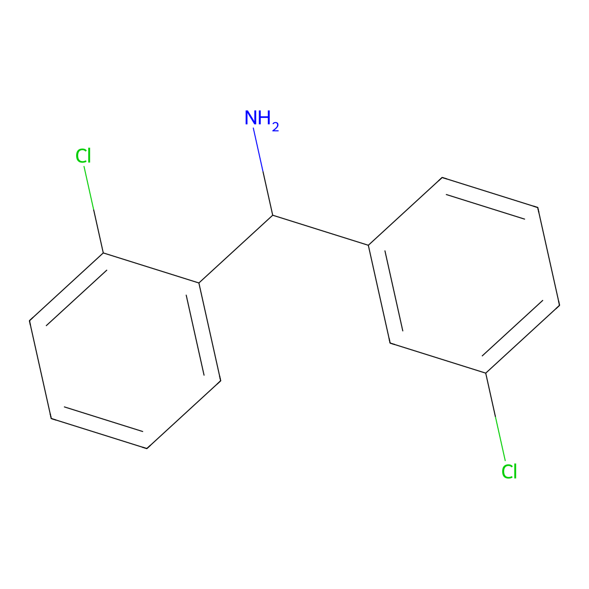 (2-Chlorophenyl)(3-chlorophenyl)methanamine molecular structure, CAS 286947-80-6
