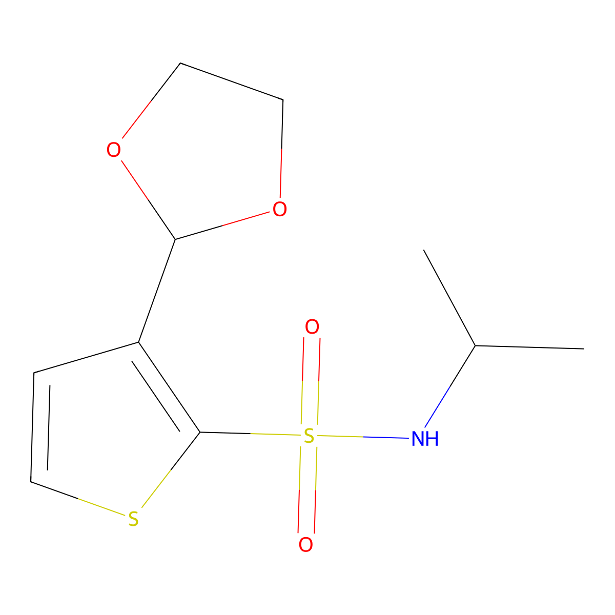 3-(1,3-dioxolan-2-yl)-N-(1-methylethyl)-2-thiophenesulfonamide molecular structure, CAS 286958-38-1