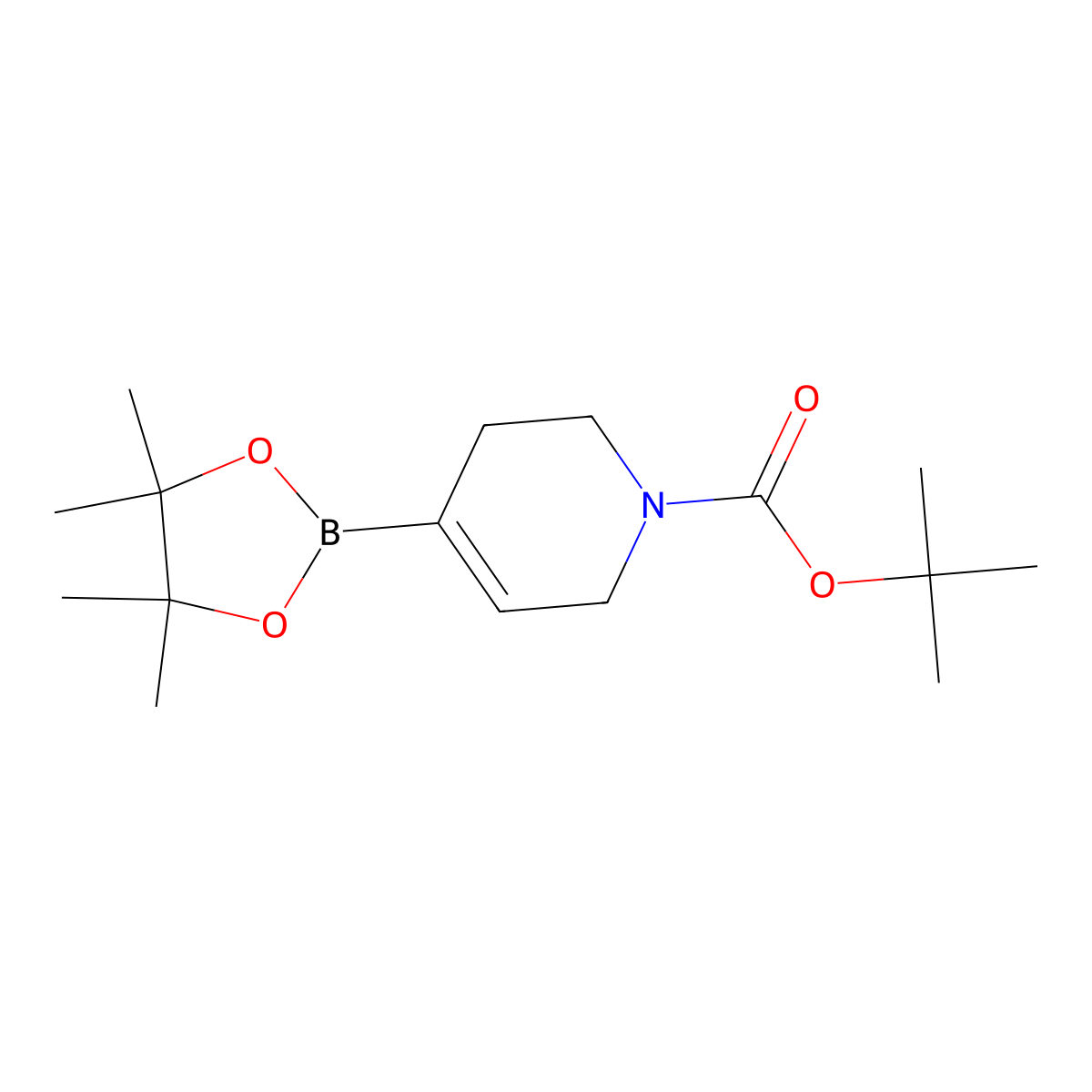 Tert-butyl 4-(4,4,5,5-tetramethyl-1,3,2-dioxaborolan-2-yl)-1,2,3,6-tetrahydropyridine-1-carboxylate molecular structure, CAS 286961-14-6