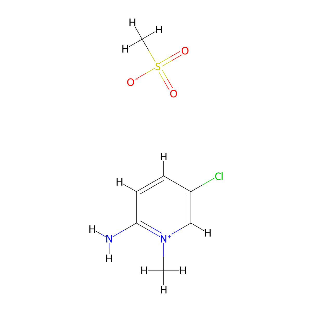 2-Amino-5-chloro-1-methylpyridin-1-ium methanesulfonate molecular structure, CAS 286962-73-0