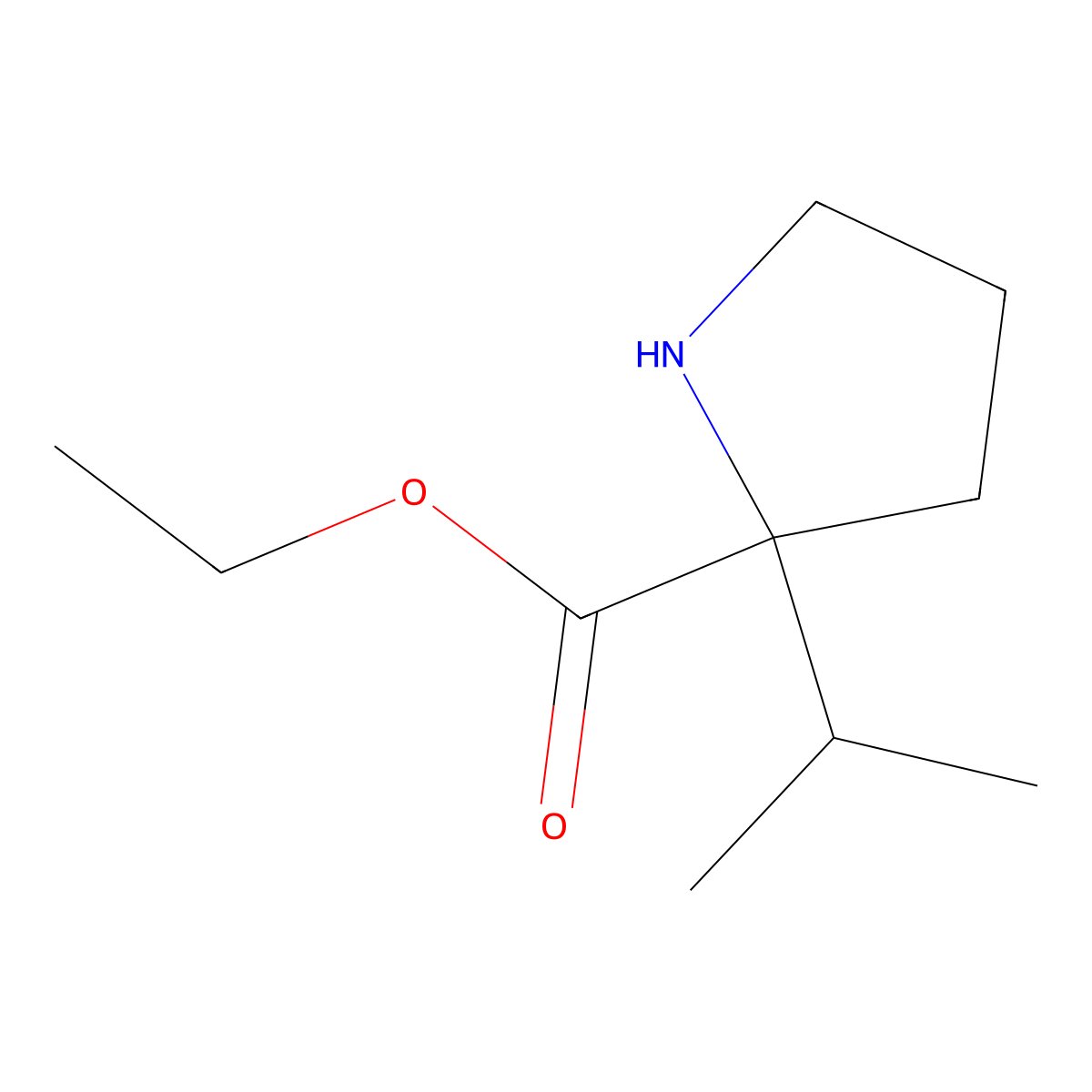 ethyl (2S)-2-(propan-2-yl)pyrrolidine-2-carboxylate molecular structure, CAS 2869869-66-7