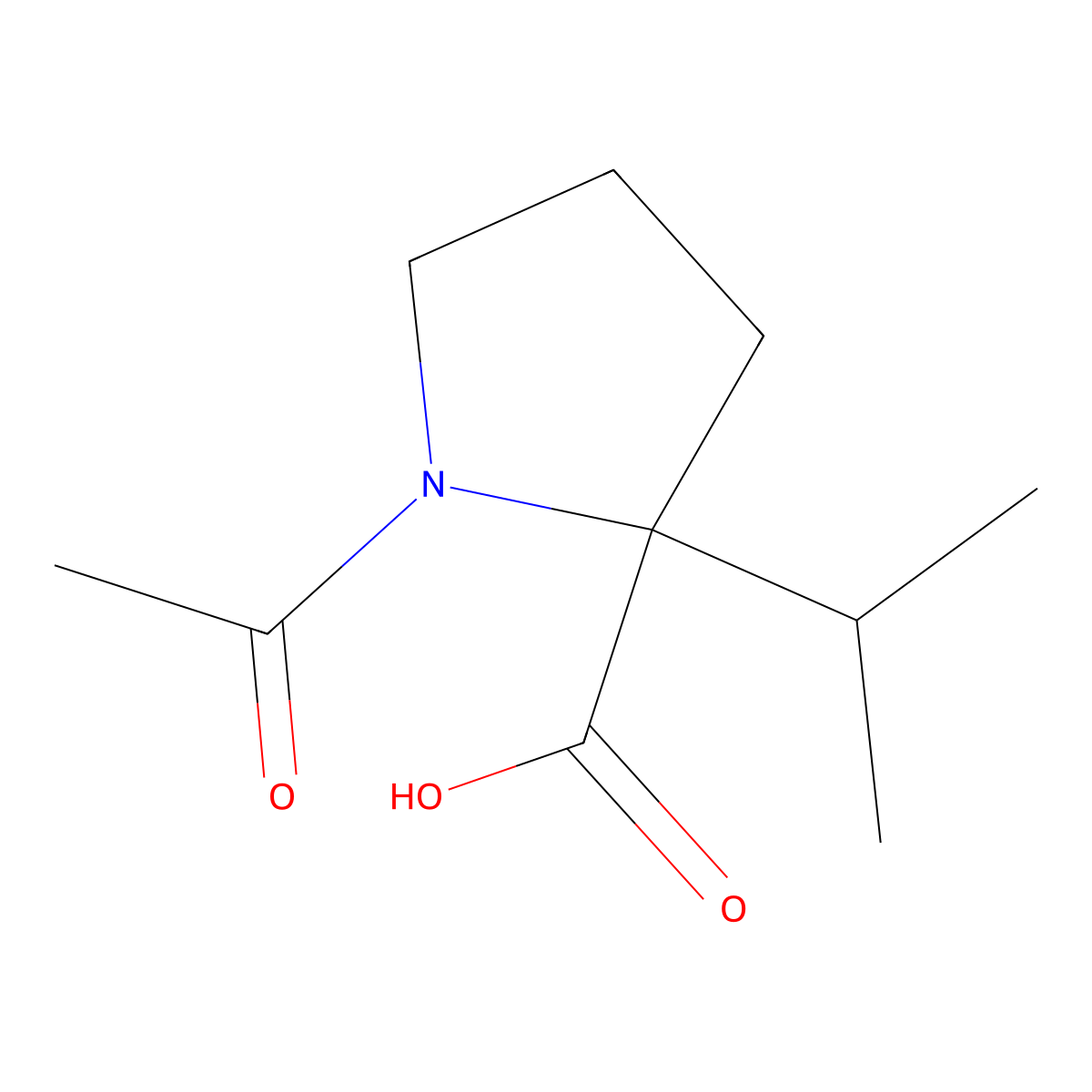 (2S)-1-acetyl-2-(propan-2-yl)pyrrolidine-2-carboxylic acid molecular structure, CAS 2869869-71-4