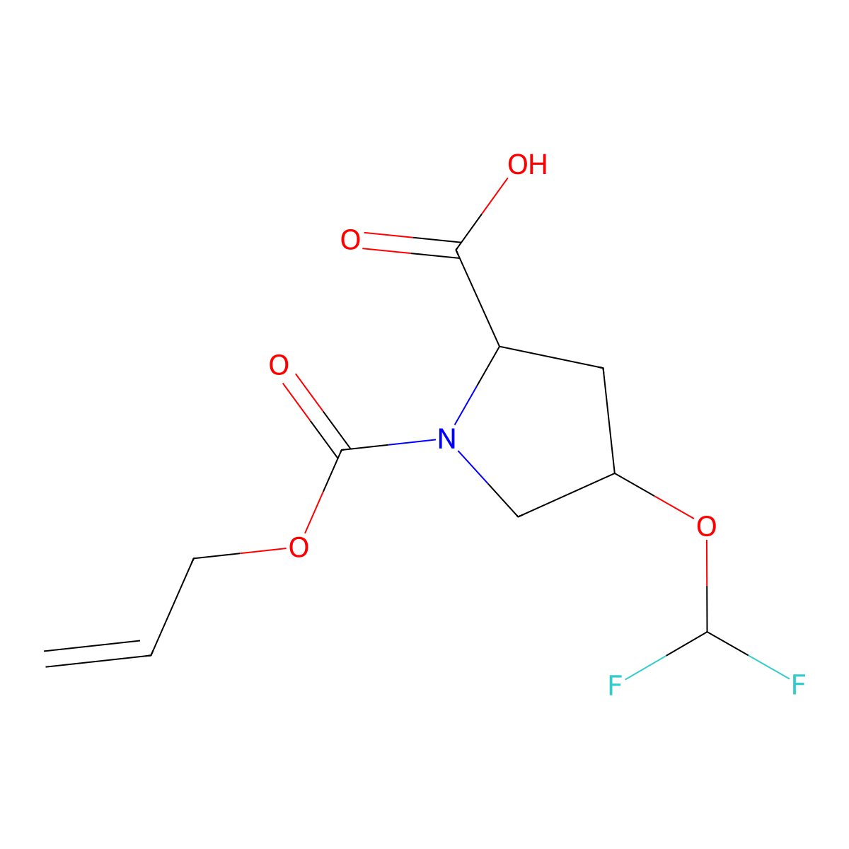 (2R,4S)-4-(difluoromethoxy)-1-[(prop-2-en-1-yloxy)carbonyl]pyrrolidine-2-carboxylic acid molecular structure, CAS 2869869-72-5