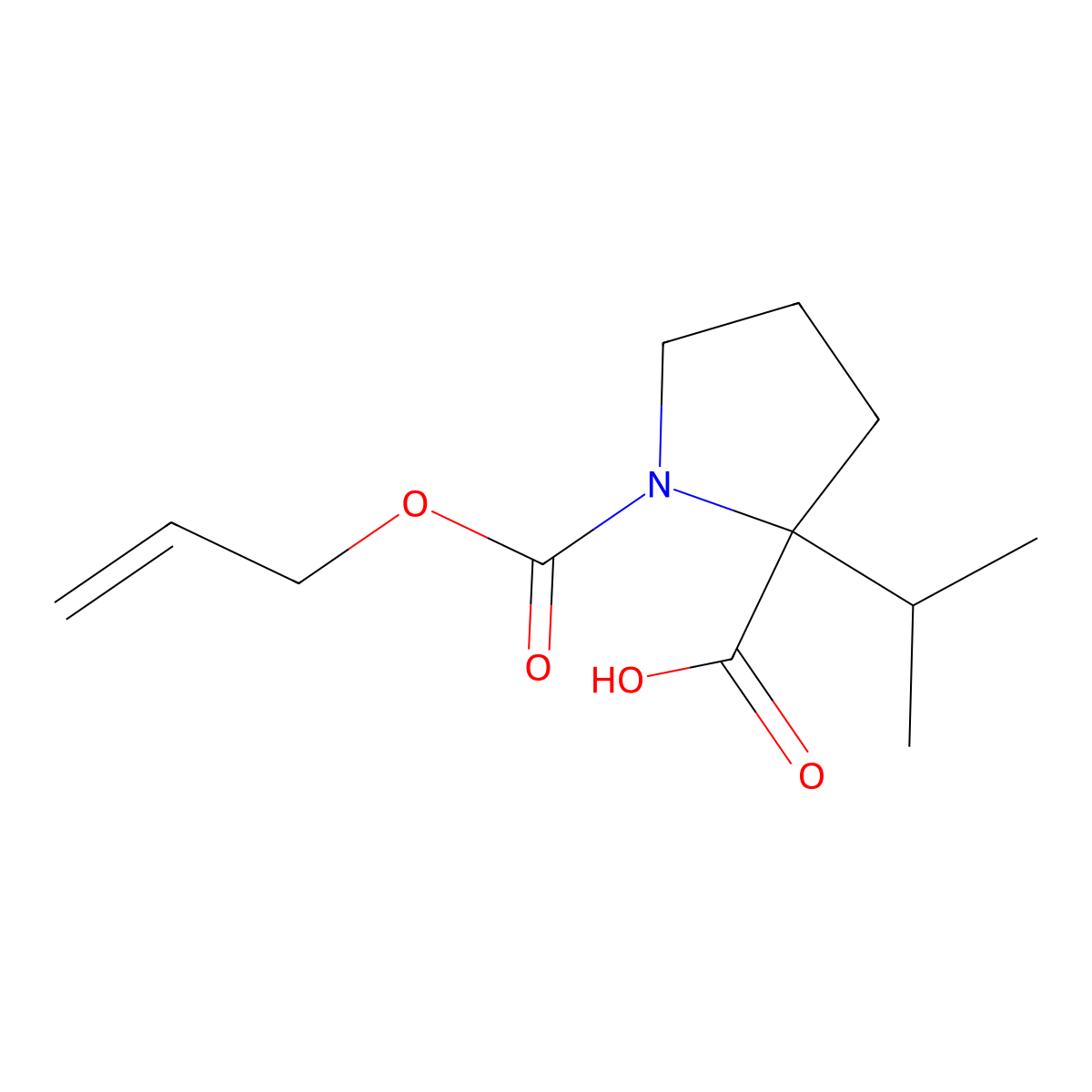 (2S)-1-[(prop-2-en-1-yloxy)carbonyl]-2-(propan-2-yl)pyrrolidine-2-carboxylic acid molecular structure, CAS 2869869-86-1