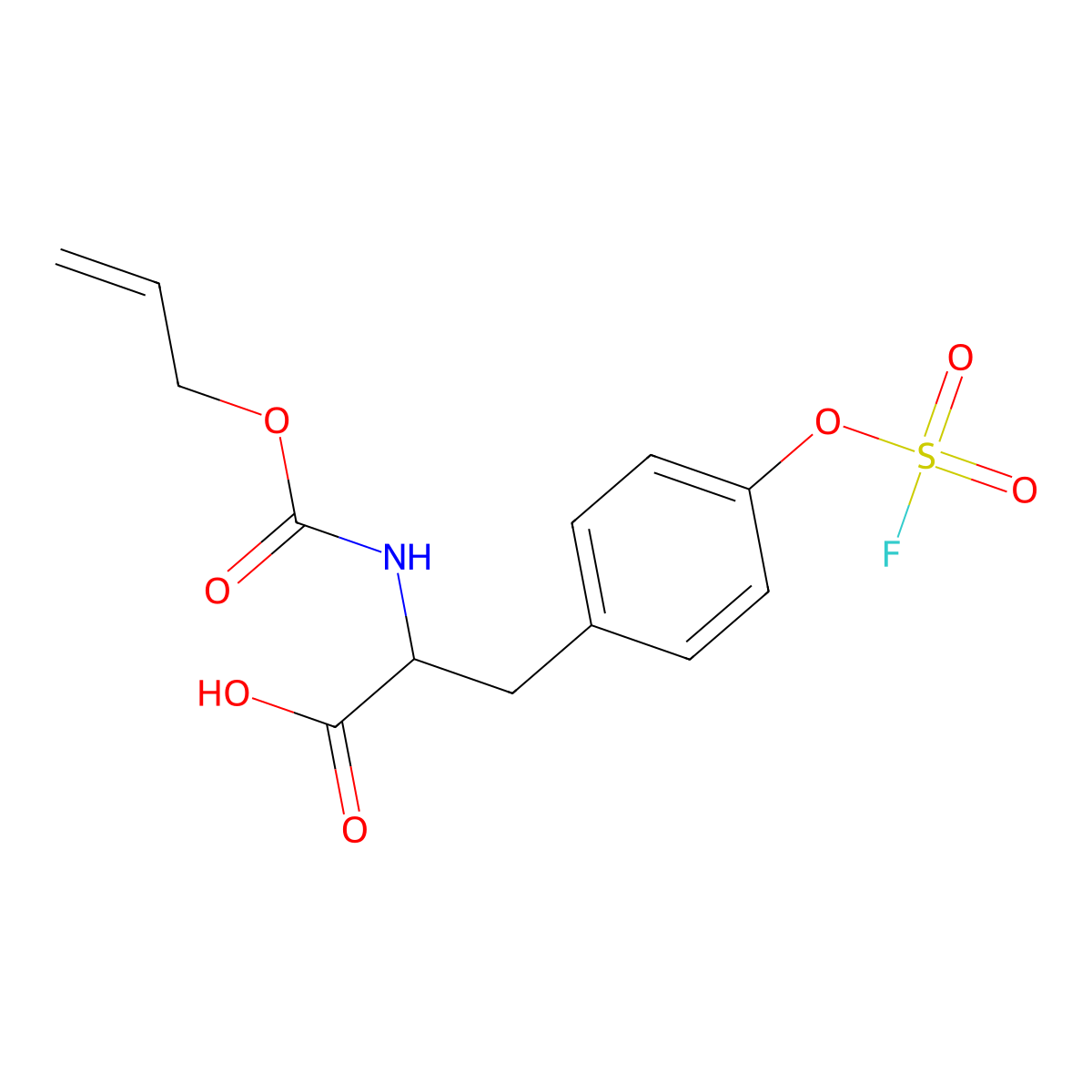 (2S)-3-{4-[(fluorosulfonyl)oxy]phenyl}-2-{[(prop-2-en-1-yloxy)carbonyl]amino}propanoic acid molecular structure, CAS 2869869-95-2