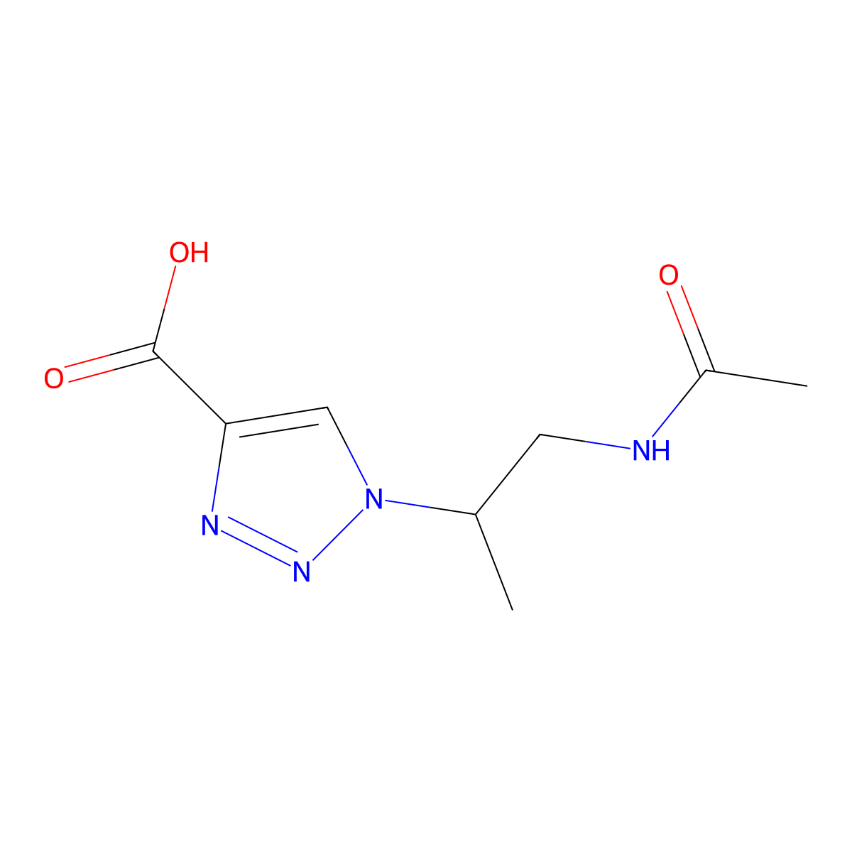 1-[(2S)-1-acetamidopropan-2-yl]-1H-1,2,3-triazole-4-carboxylic acid molecular structure, CAS 2869870-10-8