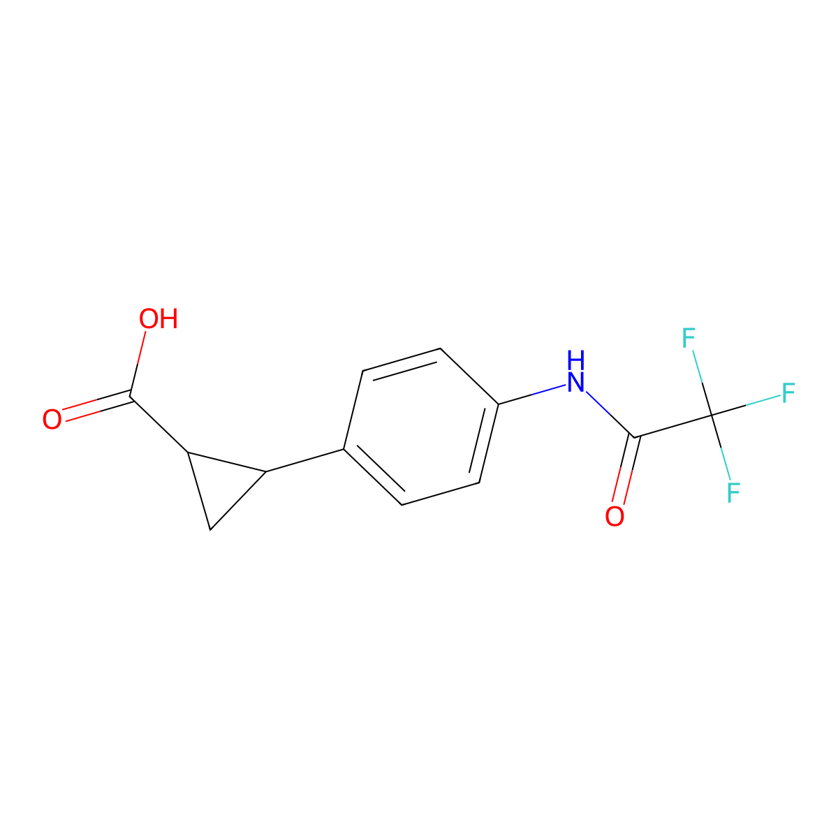 (1S,2S)-2-[4-(2,2,2-trifluoroacetamido)phenyl]cyclopropane-1-carboxylic acid molecular structure, CAS 2869870-11-9