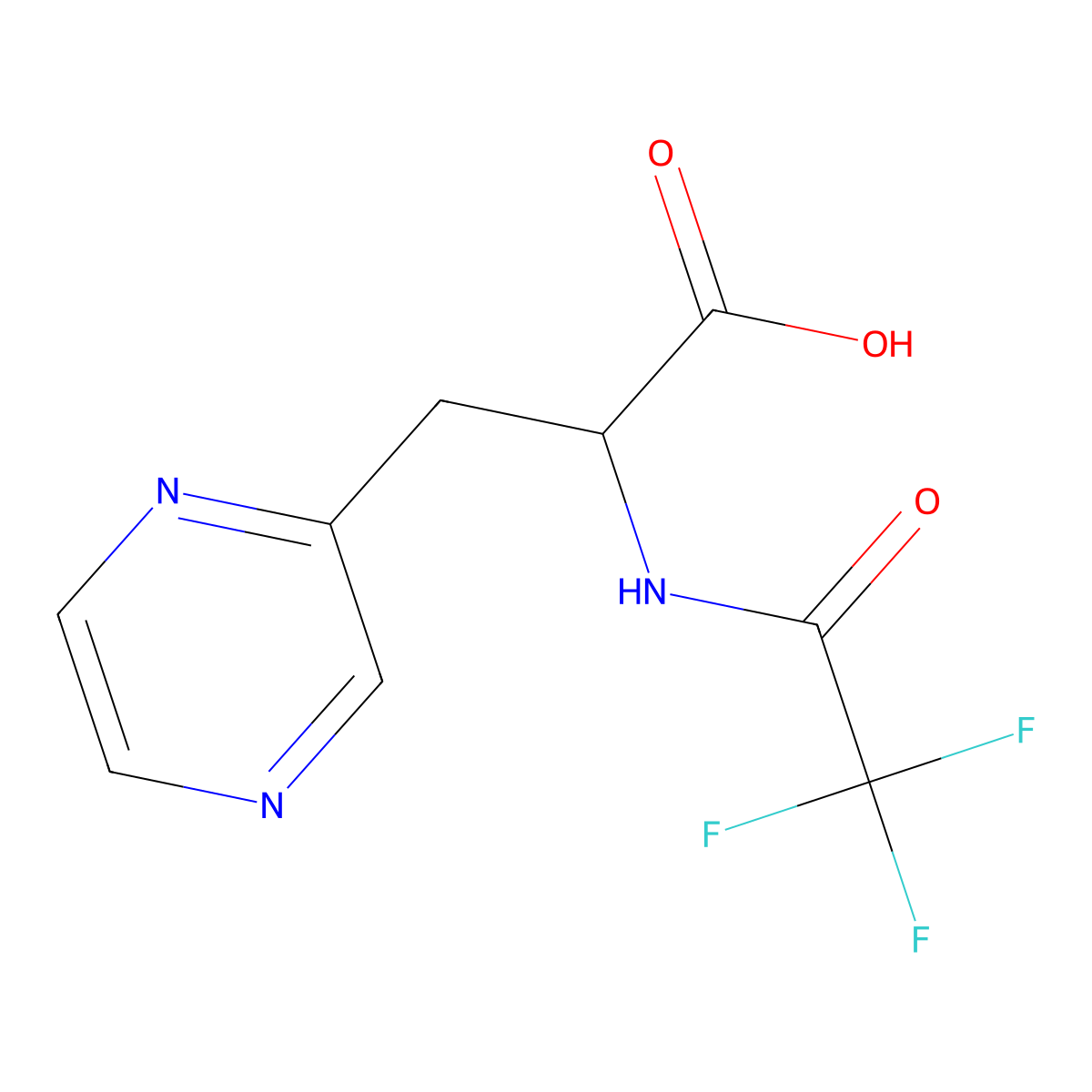 (2R)-3-(pyrazin-2-yl)-2-(2,2,2-trifluoroacetamido)propanoic acid molecular structure, CAS 2869870-14-2