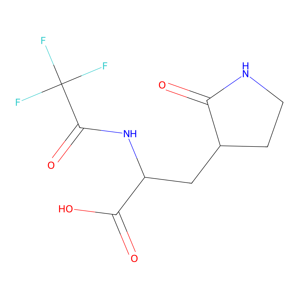 (2S)-3-[(3S)-2-oxopyrrolidin-3-yl]-2-(2,2,2-trifluoroacetamido)propanoic acid molecular structure, CAS 2869870-16-4