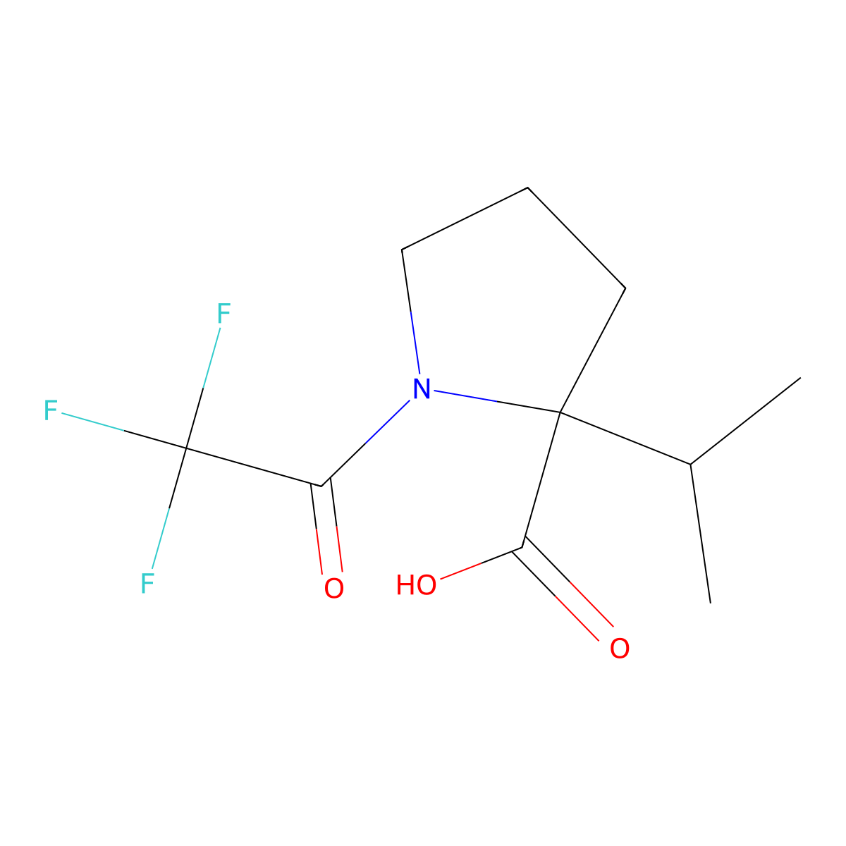 (2S)-2-(propan-2-yl)-1-(2,2,2-trifluoroacetyl)pyrrolidine-2-carboxylic acid molecular structure, CAS 2869870-28-8