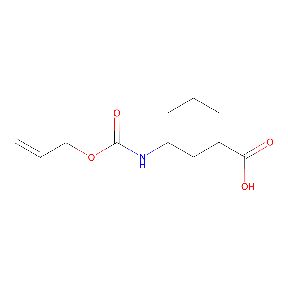 (1S,3S)-3-{[(prop-2-en-1-yloxy)carbonyl]amino}cyclohexane-1-carboxylic acid molecular structure, CAS 2869870-36-8