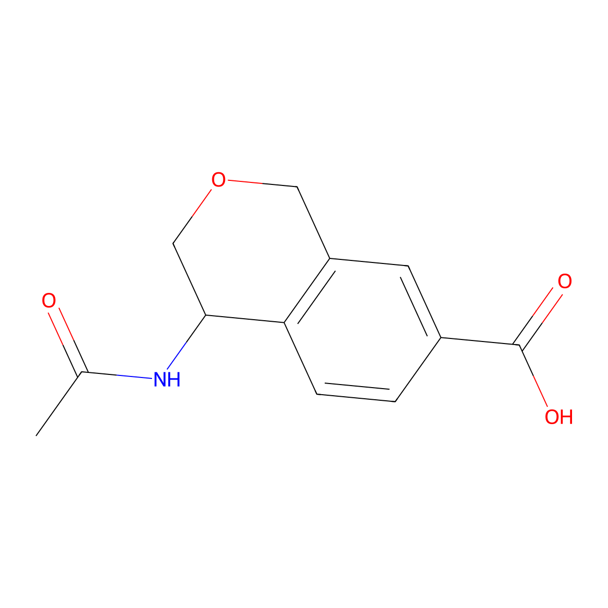 (4S)-4-acetamido-3,4-dihydro-1H-2-benzopyran-7-carboxylic acid molecular structure, CAS 2869870-40-4