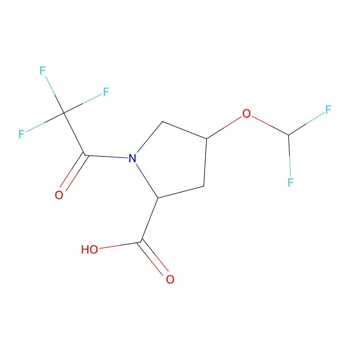 (2R,4S)-4-(difluoromethoxy)-1-(2,2,2-trifluoroacetyl)pyrrolidine-2-carboxylic acid molecular structure, CAS 2869870-83-5