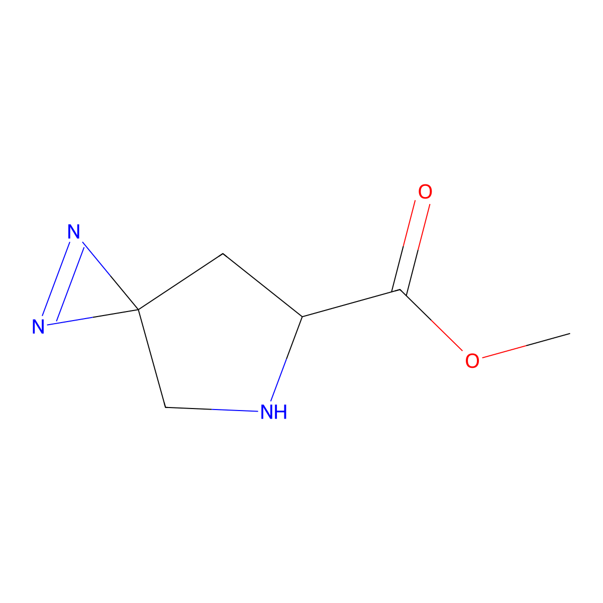 methyl (6S)-1,2,5-triazaspiro[2.4]hept-1-ene-6-carboxylate molecular structure, CAS 2869870-98-2