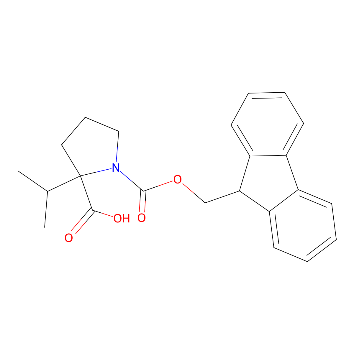 (2S)-1-{[(9H-fluoren-9-yl)methoxy]carbonyl}-2-(propan-2-yl)pyrrolidine-2-carboxylic acid molecular structure, CAS 2869871-60-1