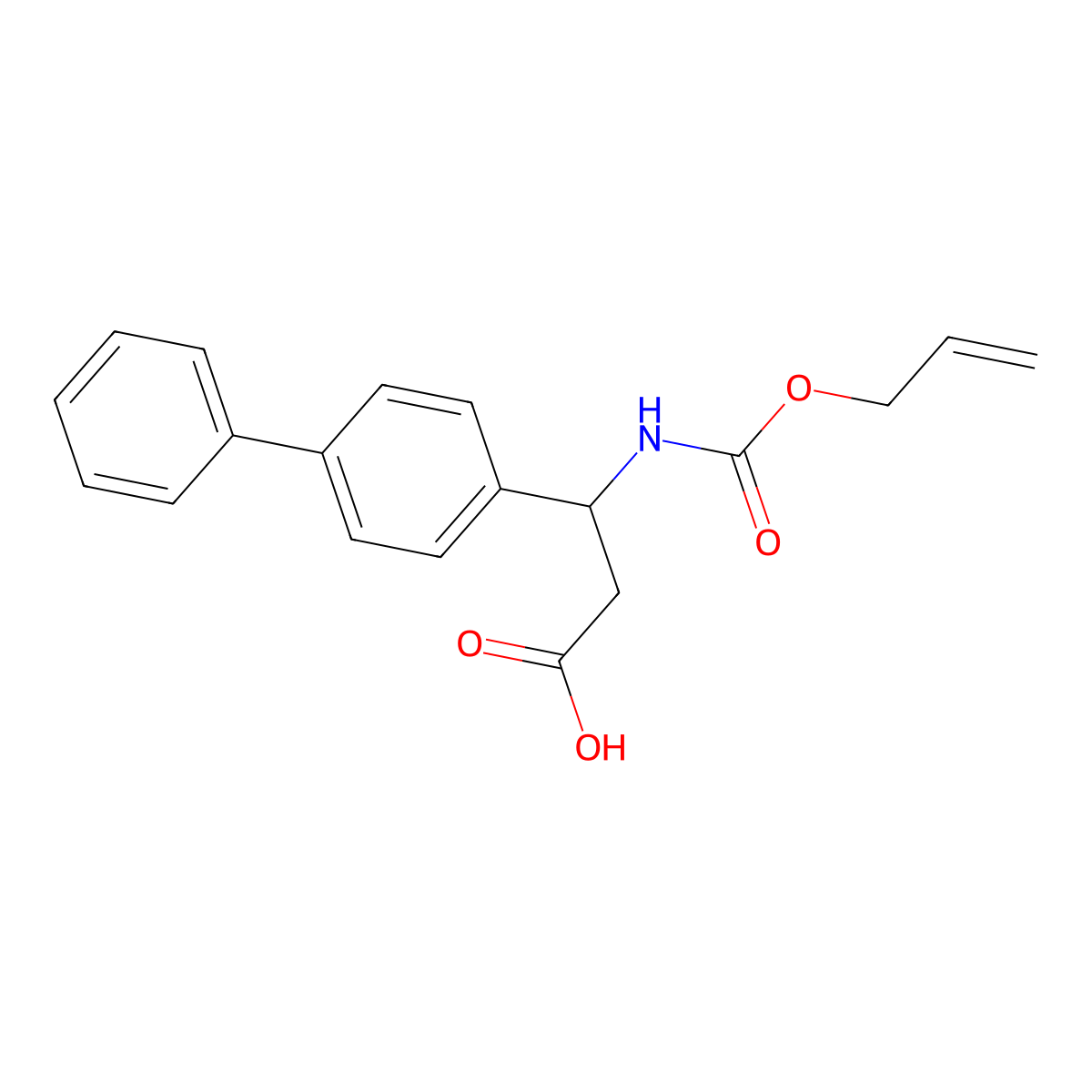 (3R)-3-{[1,1'-biphenyl]-4-yl}-3-{[(prop-2-en-1-yloxy)carbonyl]amino}propanoic acid molecular structure, CAS 2869871-74-7