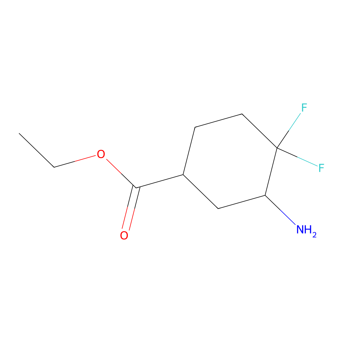 ethyl (1S,3R)-3-amino-4,4-difluorocyclohexane-1-carboxylate molecular structure, CAS 2869871-78-1