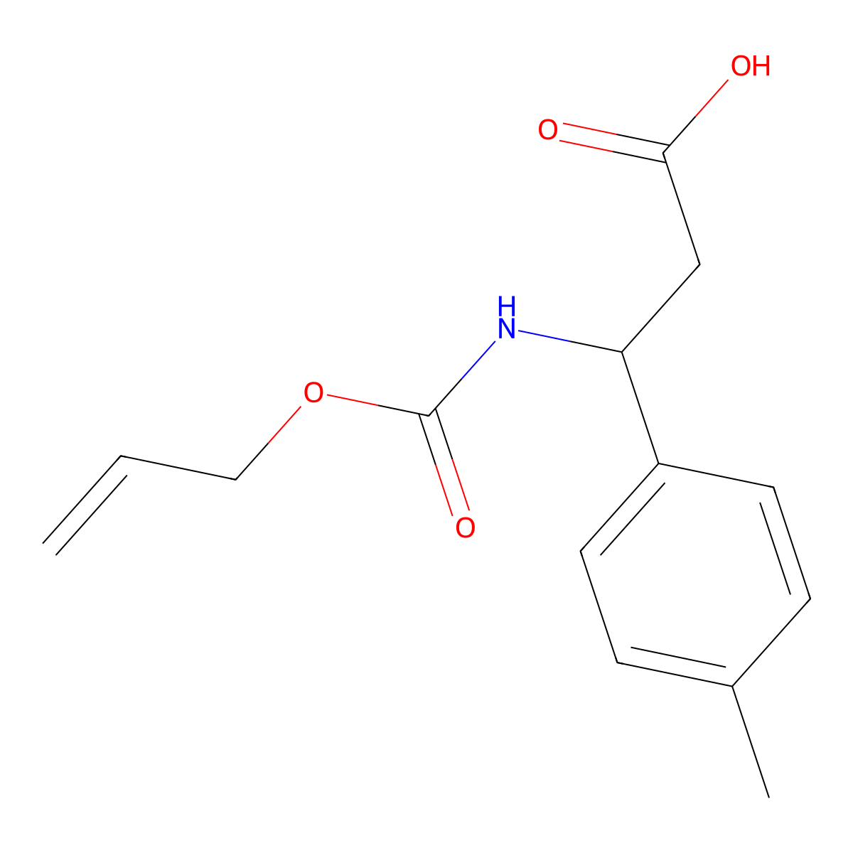 (3S)-3-(4-methylphenyl)-3-{[(prop-2-en-1-yloxy)carbonyl]amino}propanoic acid molecular structure, CAS 2869871-81-6