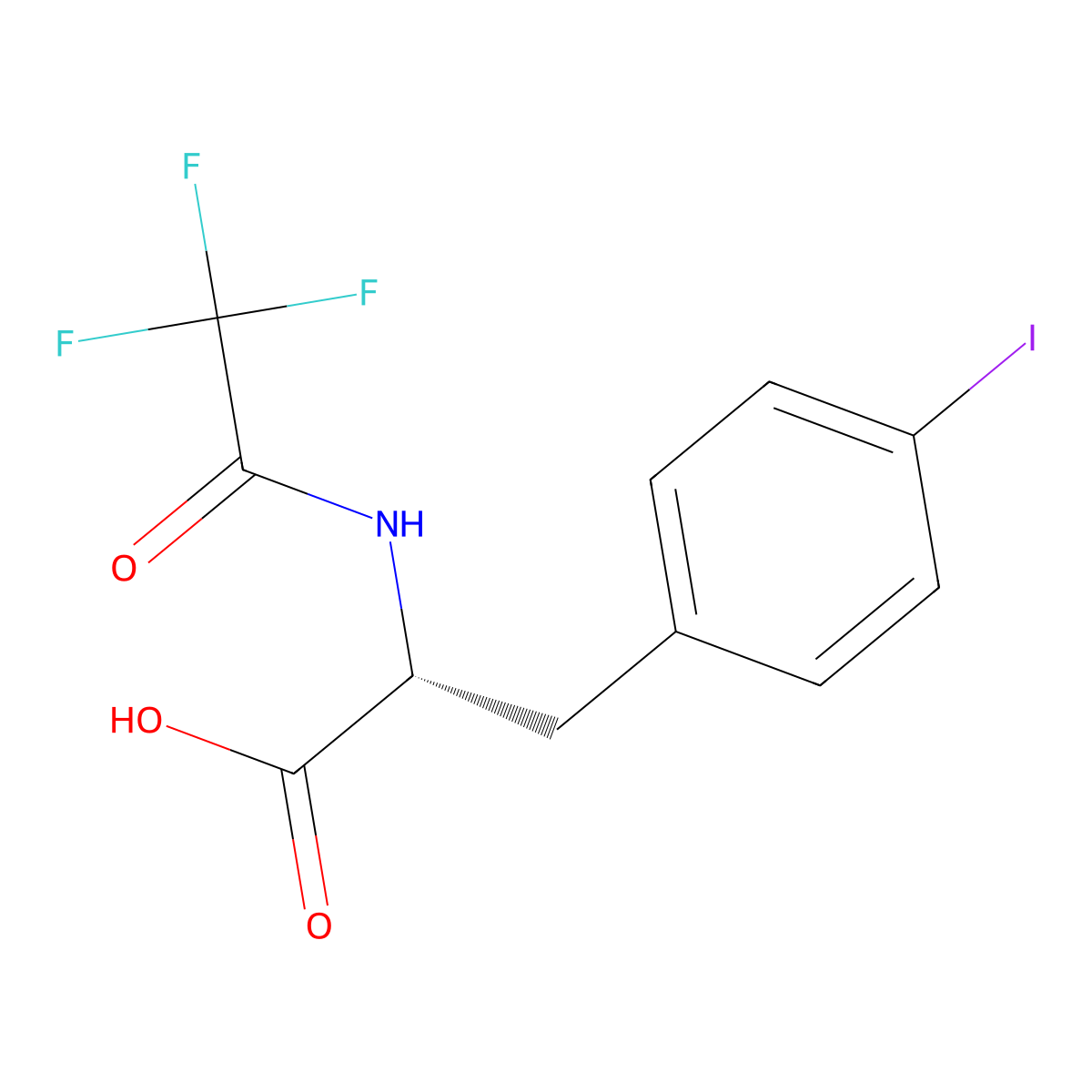 (2R)-3-(4-iodophenyl)-2-(2,2,2-trifluoroacetamido)propanoic acid molecular structure, CAS 2869871-87-2