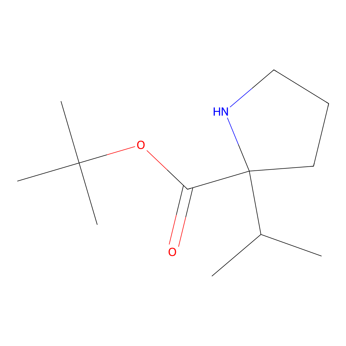 tert-butyl (2S)-2-(propan-2-yl)pyrrolidine-2-carboxylate molecular structure, CAS 2869871-88-3