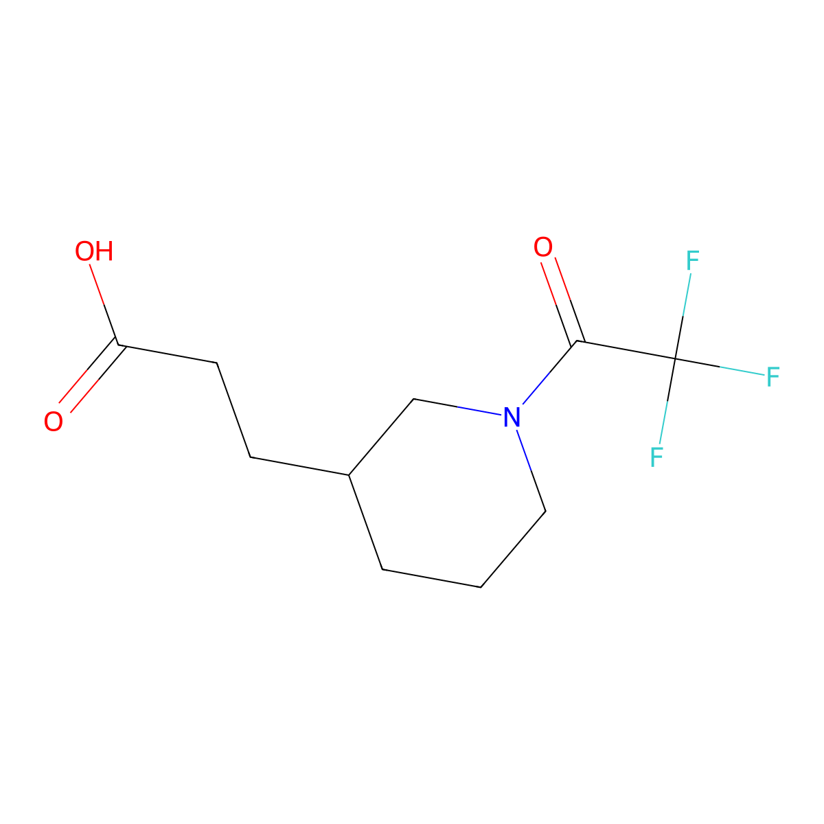 3-[(3S)-1-(2,2,2-trifluoroacetyl)piperidin-3-yl]propanoic acid molecular structure, CAS 2869871-89-4
