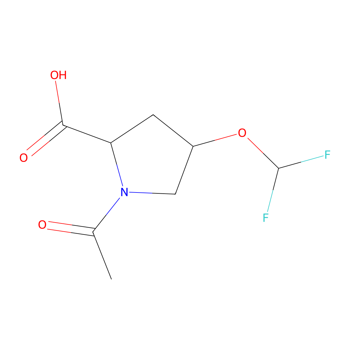 (2R,4S)-1-acetyl-4-(difluoromethoxy)pyrrolidine-2-carboxylic acid molecular structure, CAS 2869871-95-2
