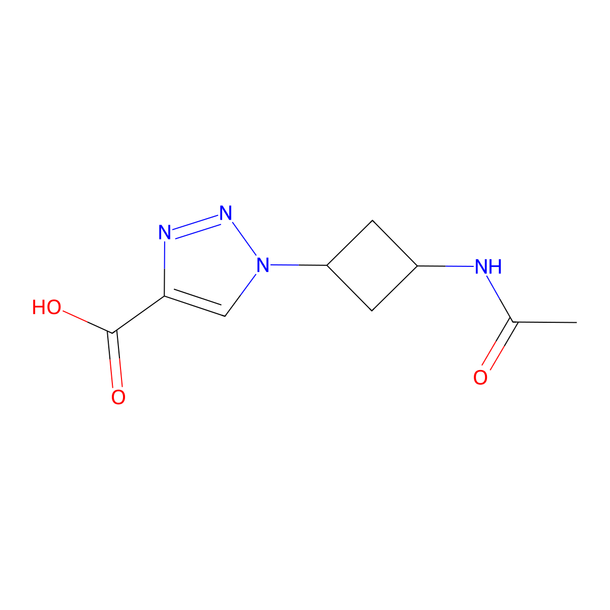 1-(3-acetamidocyclobutyl)-1H-1,2,3-triazole-4-carboxylic acid molecular structure, CAS 2869872-14-8