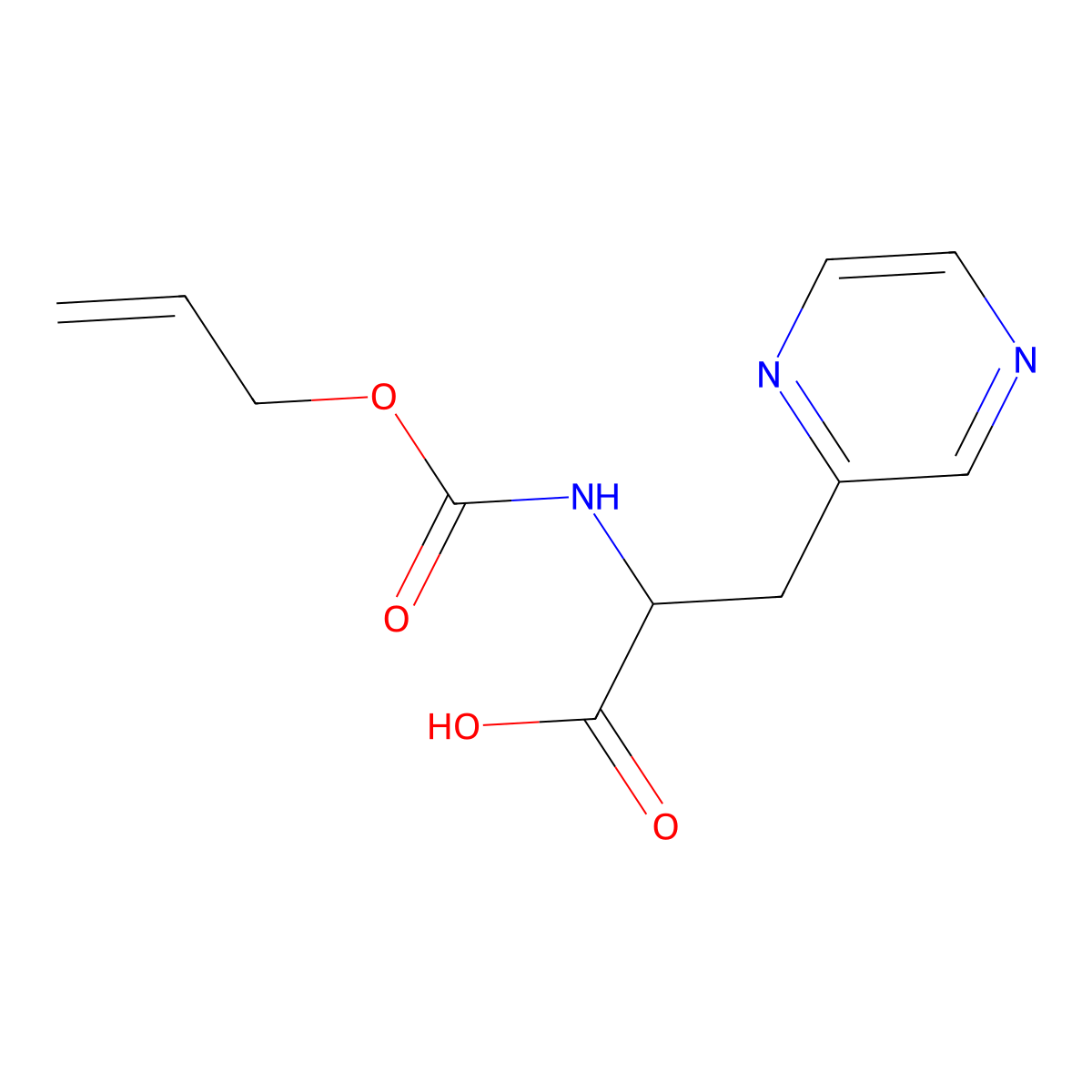(2R)-2-{[(prop-2-en-1-yloxy)carbonyl]amino}-3-(pyrazin-2-yl)propanoic acid molecular structure, CAS 2869872-39-7