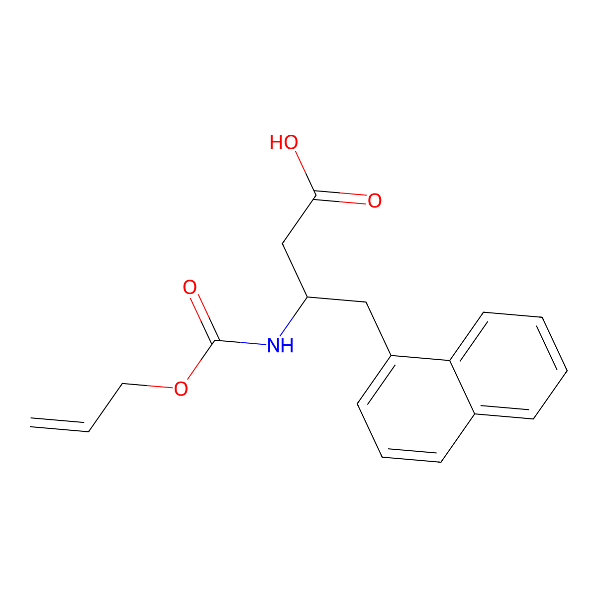 (3R)-4-(naphthalen-1-yl)-3-{[(prop-2-en-1-yloxy)carbonyl]amino}butanoic acid molecular structure, CAS 2869872-47-7