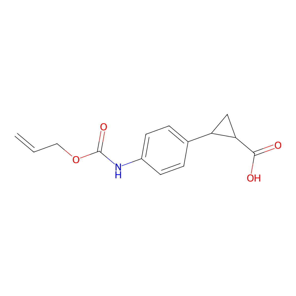 (1S,2S)-2-(4-{[(prop-2-en-1-yloxy)carbonyl]amino}phenyl)cyclopropane-1-carboxylic acid molecular structure, CAS 2869872-56-8