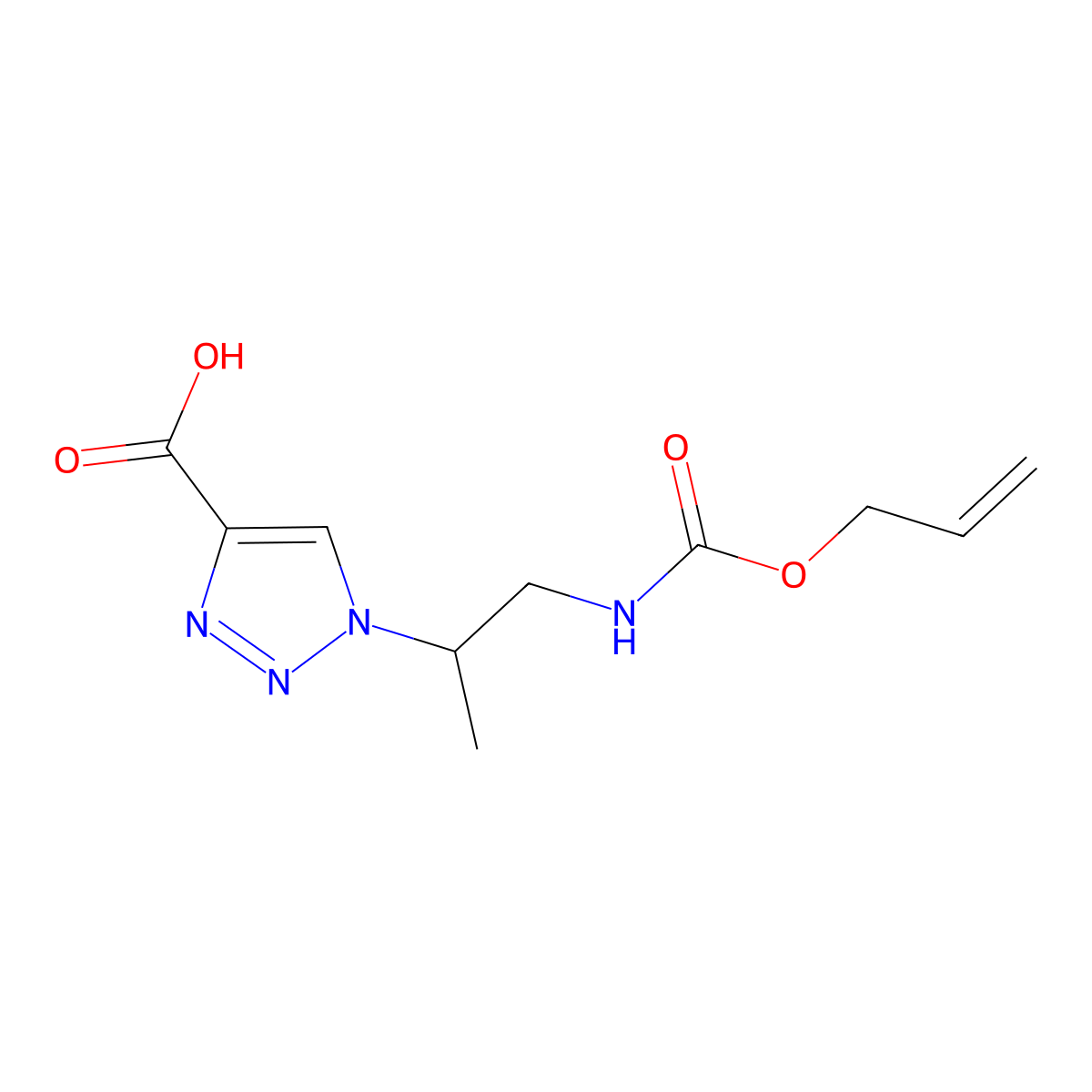 1-[(2S)-1-{[(prop-2-en-1-yloxy)carbonyl]amino}propan-2-yl]-1H-1,2,3-triazole-4-carboxylic acid molecular structure, CAS 2869872-58-0