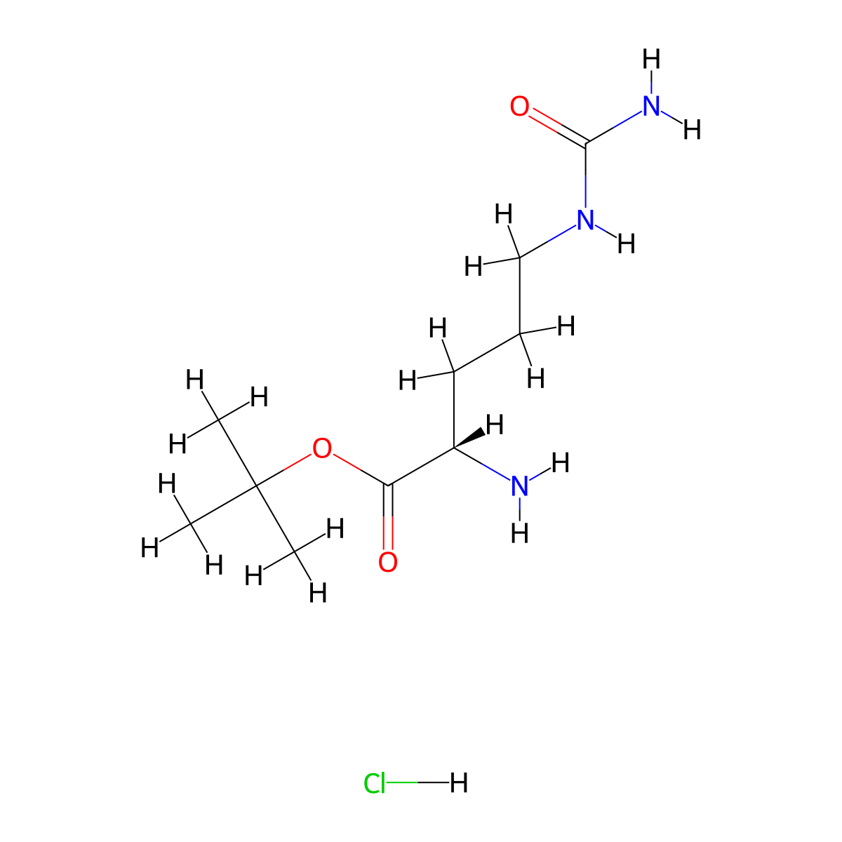 tert-butyl (2S)-2-amino-5-(carbamoylamino)pentanoate hydrochloride molecular structure, CAS 2869877-80-3