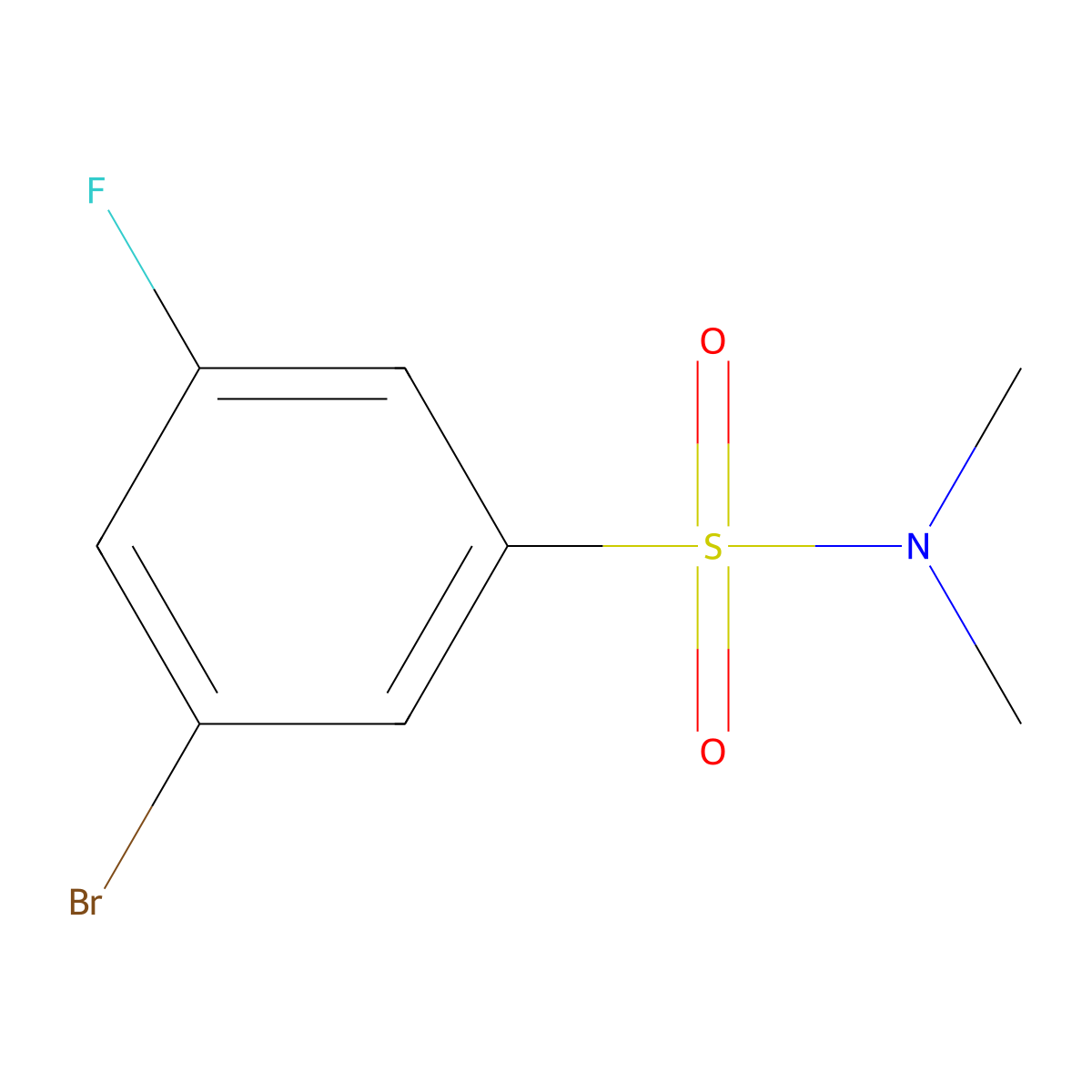 3-bromo-5-fluoro-N,N-dimethylbenzene-1-sulfonamide molecular structure, CAS 2869942-95-8