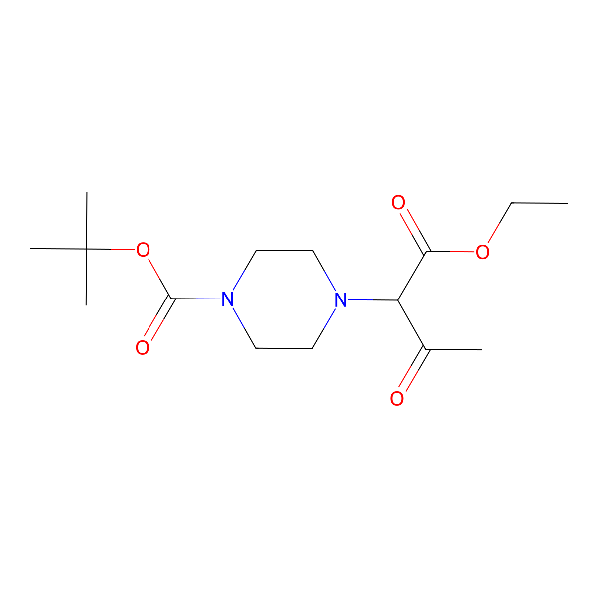 Tert-butyl 4-(1-ethoxy-1,3-dioxobutan-2-yl)piperazine-1-carboxylate molecular structure, CAS 2869956-06-7