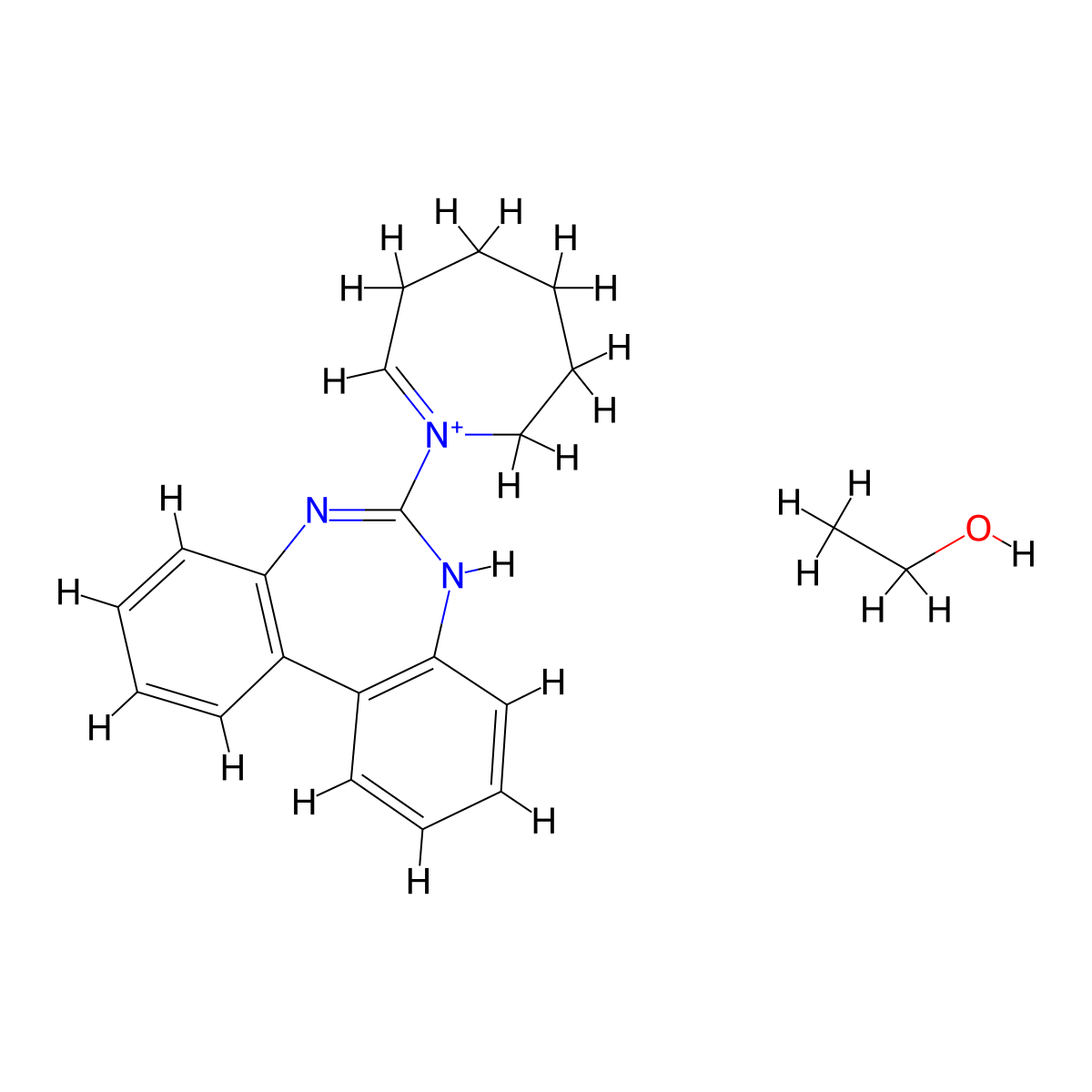 C19H21N3.C2H6O molecular structure, CAS 2870-28-2