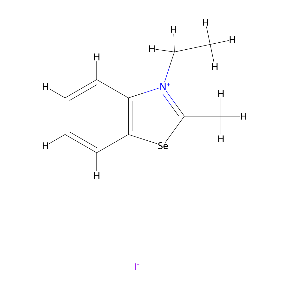 Benzoselenazolium, 3-ethyl-2-methyl-, iodide (1:1) molecular structure, CAS 2870-37-3