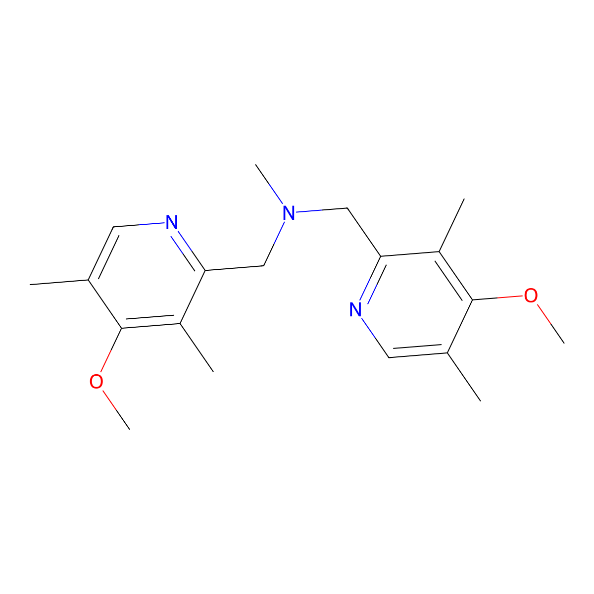 1-(4-Methoxy-3,5-dimethylpyridin-2-yl)-N-[(4-methoxy-3,5-dimethylpyridin-2-yl)methyl]-N-methylmethanamine molecular structure, CAS 2870003-15-7