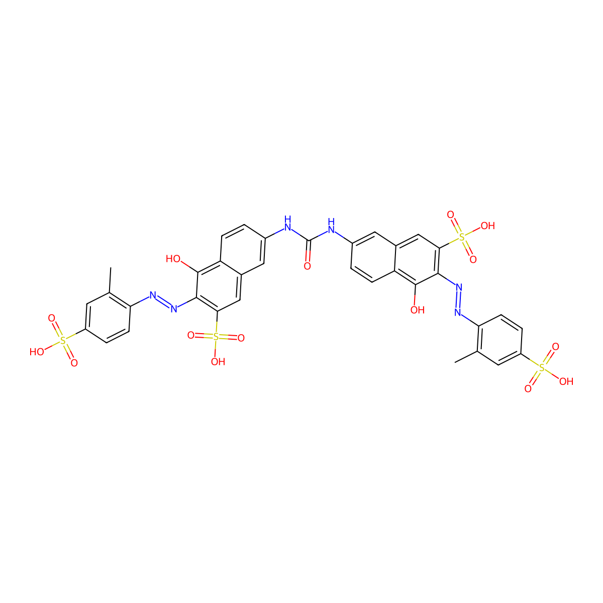 7,7'-(Carbonyldiimino)bis(4-hydroxy-3-((2-methyl-4-sulphophenyl)azo)naphthalene-2-sulphonic) acid molecular structure, CAS 28706-33-4