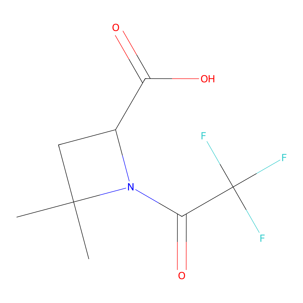 4,4-Dimethyl-1-(2,2,2-trifluoroacetyl)azetidine-2-carboxylic acid molecular structure, CAS 2870641-99-7
