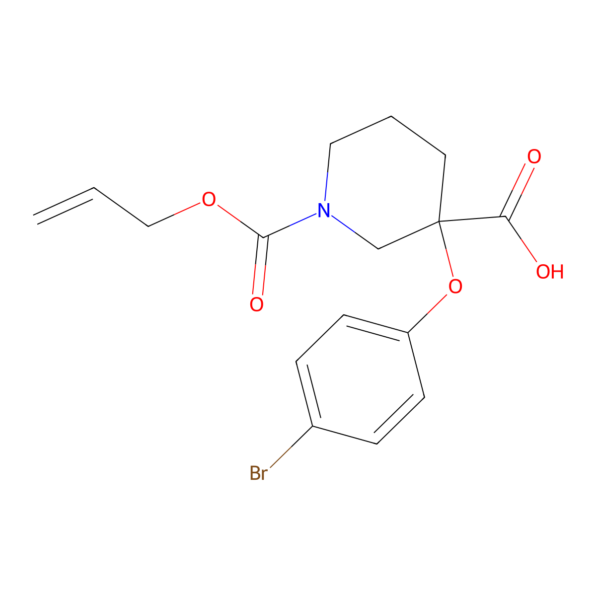 3-(4-Bromophenoxy)-1-[(prop-2-en-1-yloxy)carbonyl]piperidine-3-carboxylic acid molecular structure, CAS 2870642-17-2