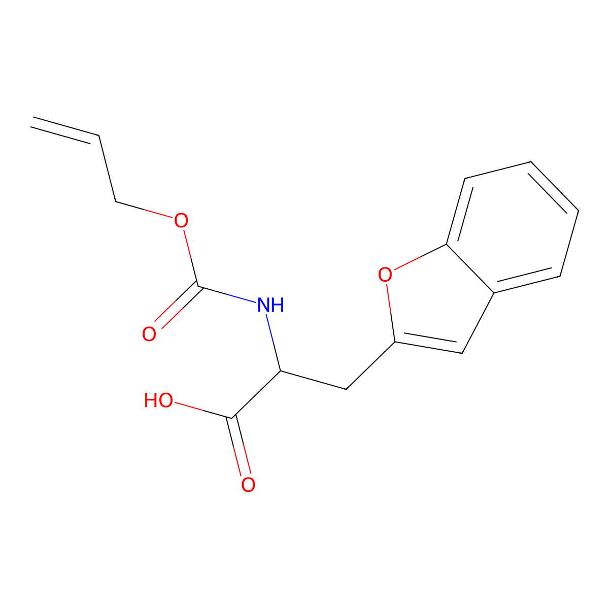 3-(1-Benzofuran-2-yl)-2-{[(prop-2-en-1-yloxy)carbonyl]amino}propanoic acid molecular structure, CAS 2870642-18-3