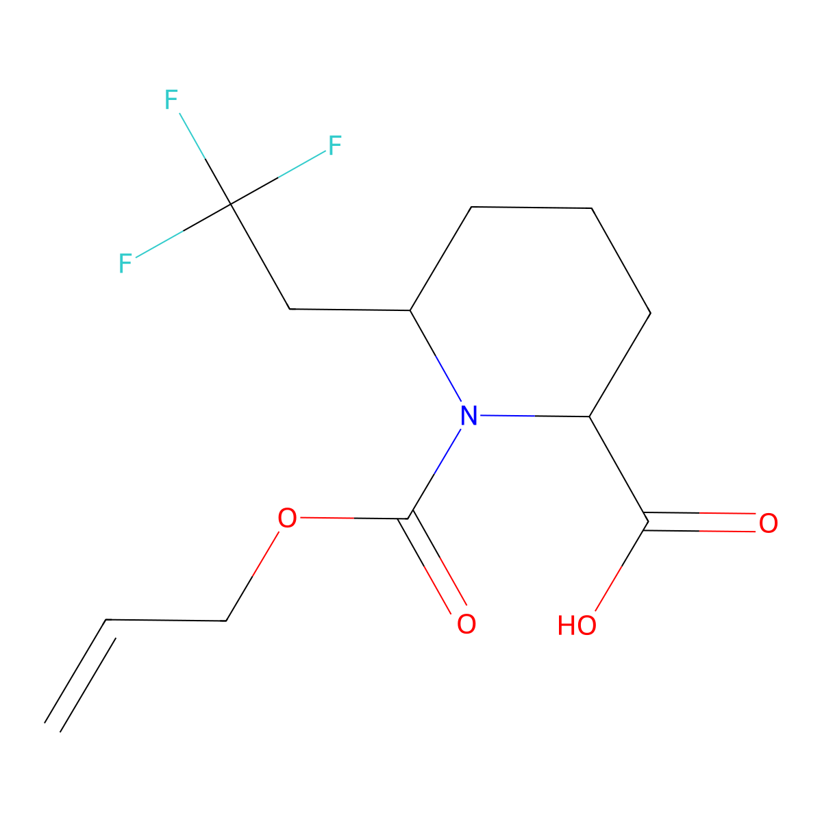 1-[(Prop-2-en-1-yloxy)carbonyl]-6-(2,2,2-trifluoroethyl)piperidine-2-carboxylic acid molecular structure, CAS 2870642-22-9