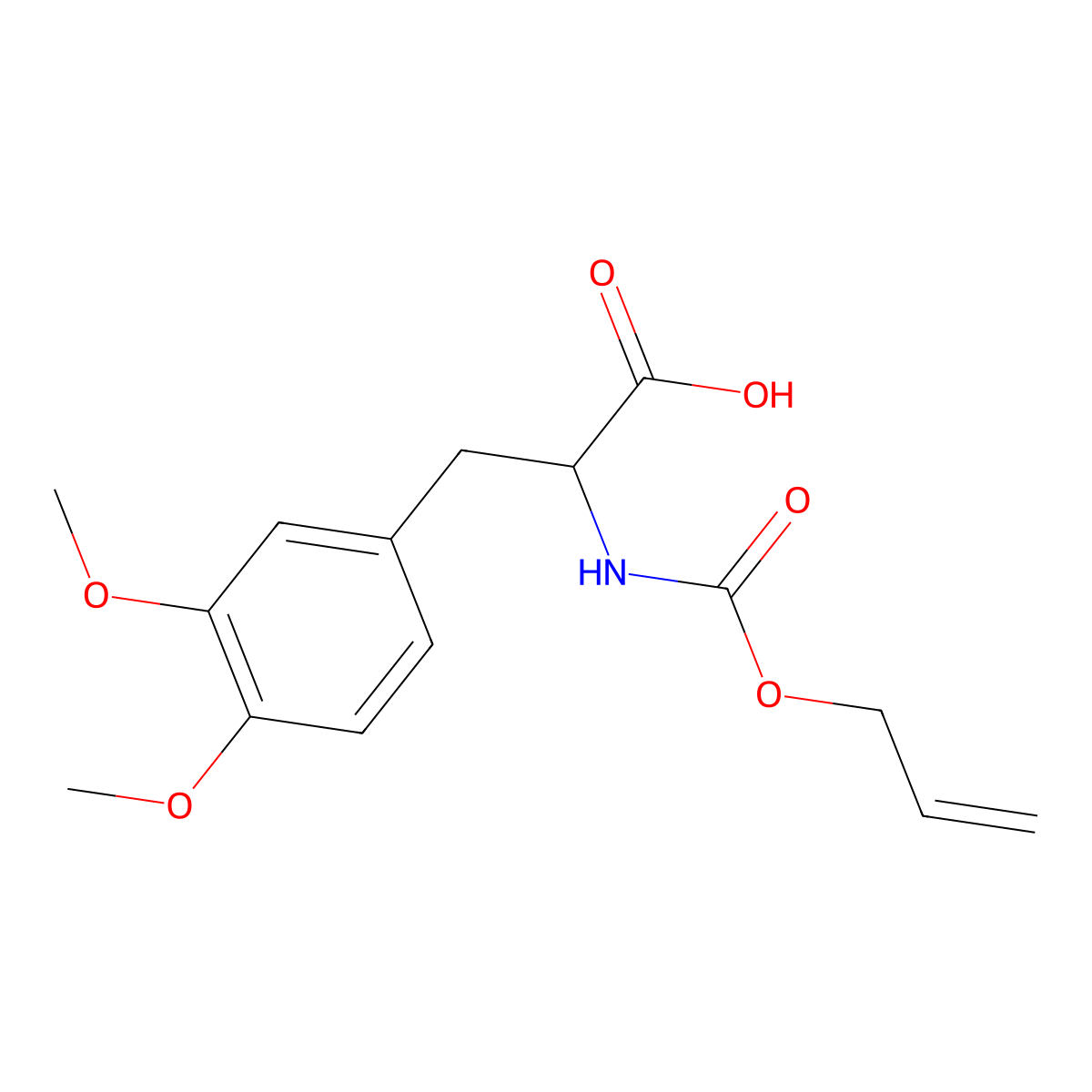 3-(3,4-Dimethoxyphenyl)-2-{[(prop-2-en-1-yloxy)carbonyl]amino}propanoic acid molecular structure, CAS 2870642-33-2