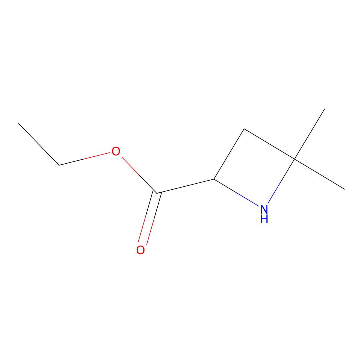 Ethyl 4,4-dimethylazetidine-2-carboxylate molecular structure, CAS 2870642-56-9
