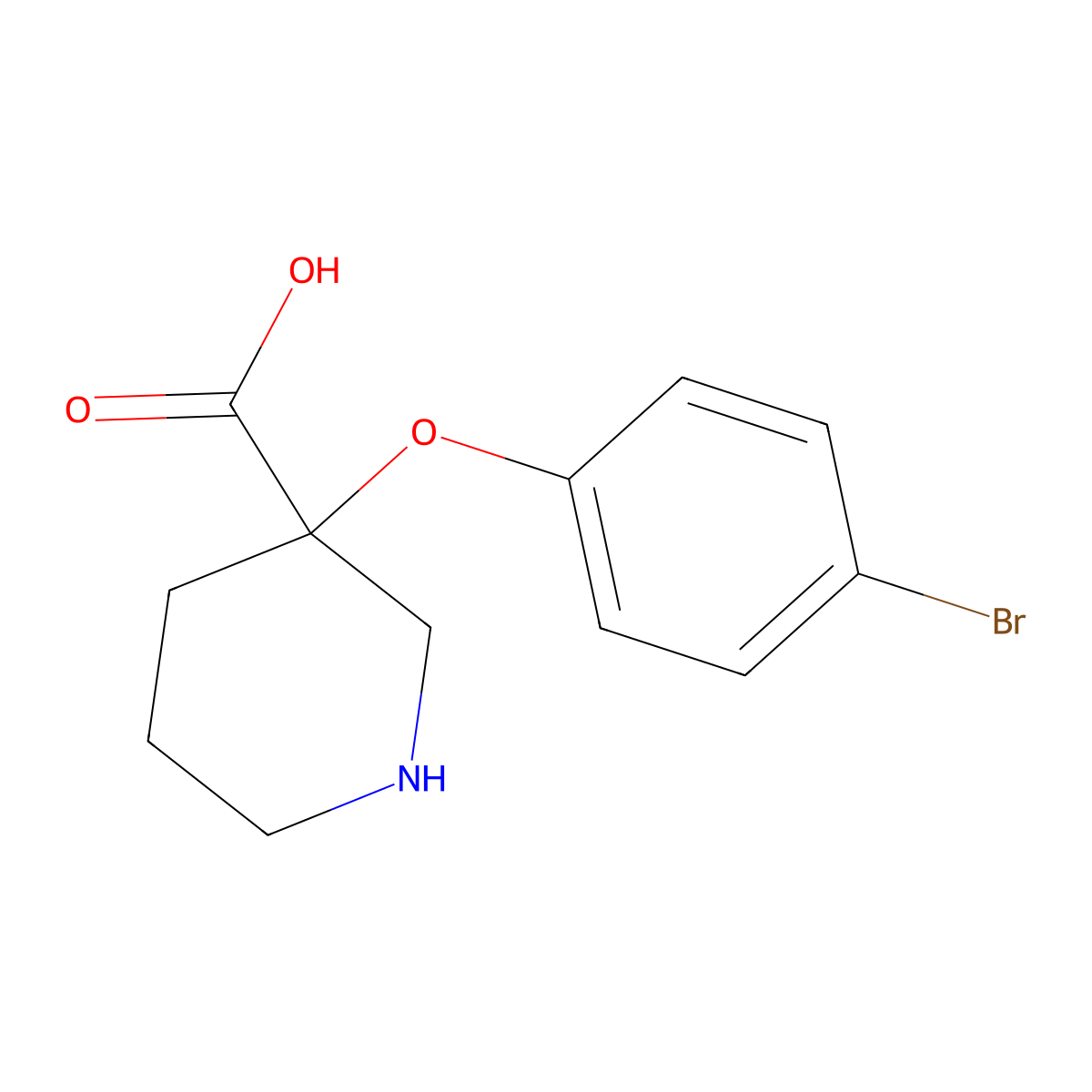 3-(4-Bromophenoxy)piperidine-3-carboxylic acid molecular structure, CAS 2870642-69-4
