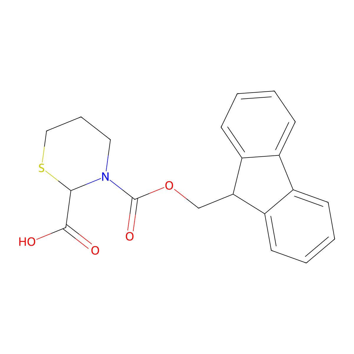 3-{[(9H-fluoren-9-yl)methoxy]carbonyl}-1,3-thiazinane-2-carboxylic acid molecular structure, CAS 2870642-72-9